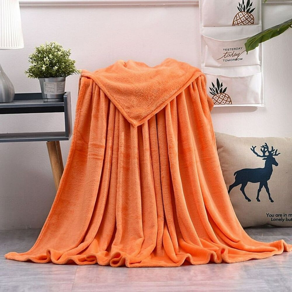 Fuzzy Orange Throw Blanket NEW